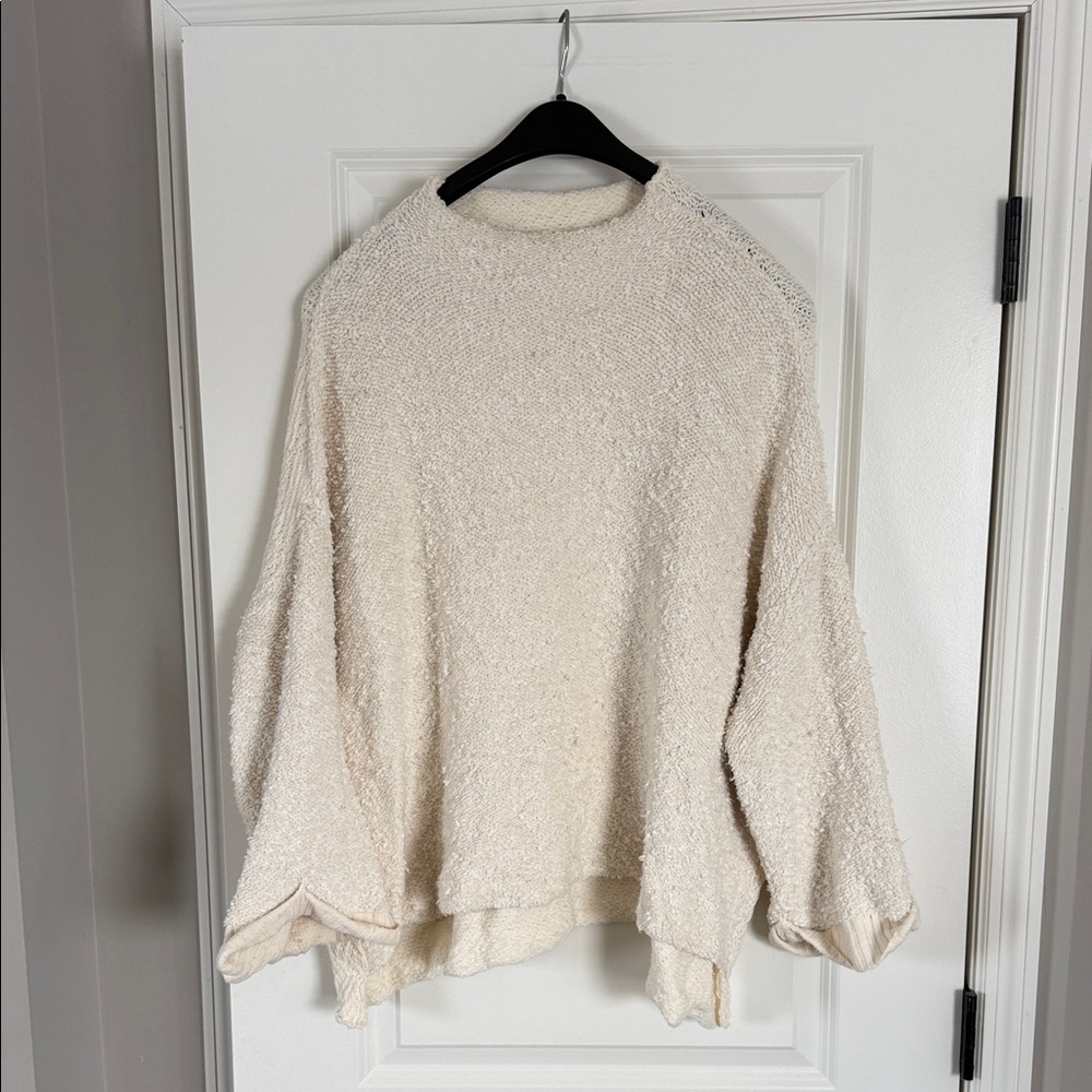 Free People Cream Textured Sweater